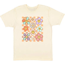 Load image into Gallery viewer, Daisy Doodle Checker Adult Short Sleeve T-Shirt - Natural