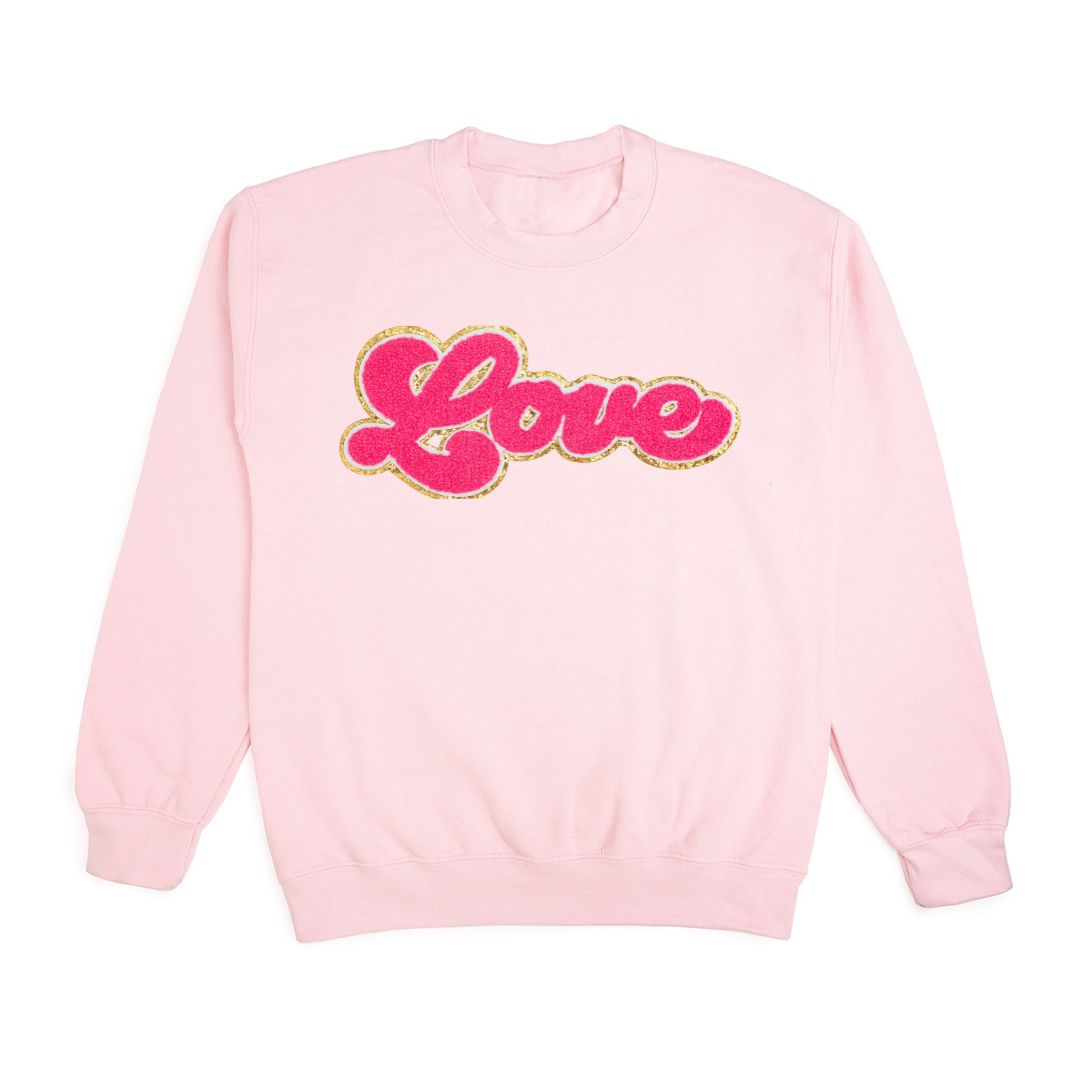 Love Script Patch Valentine's Day Adult Sweatshirt - Pink