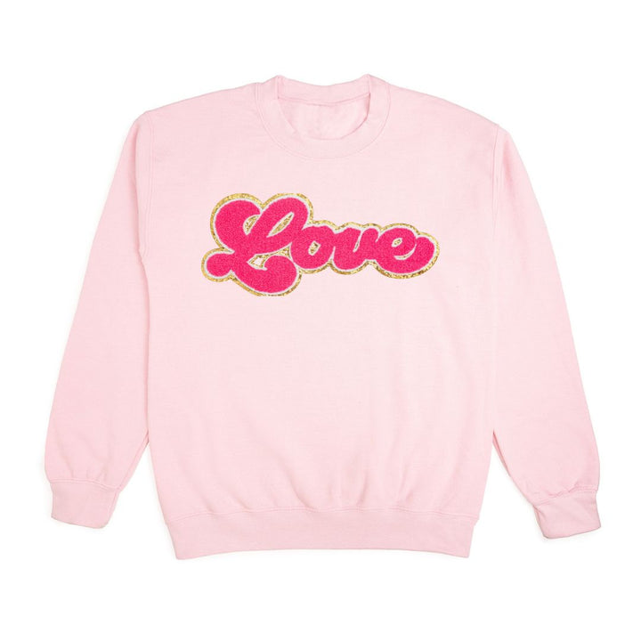Love Script Patch Valentine's Day Adult Sweatshirt - Pink