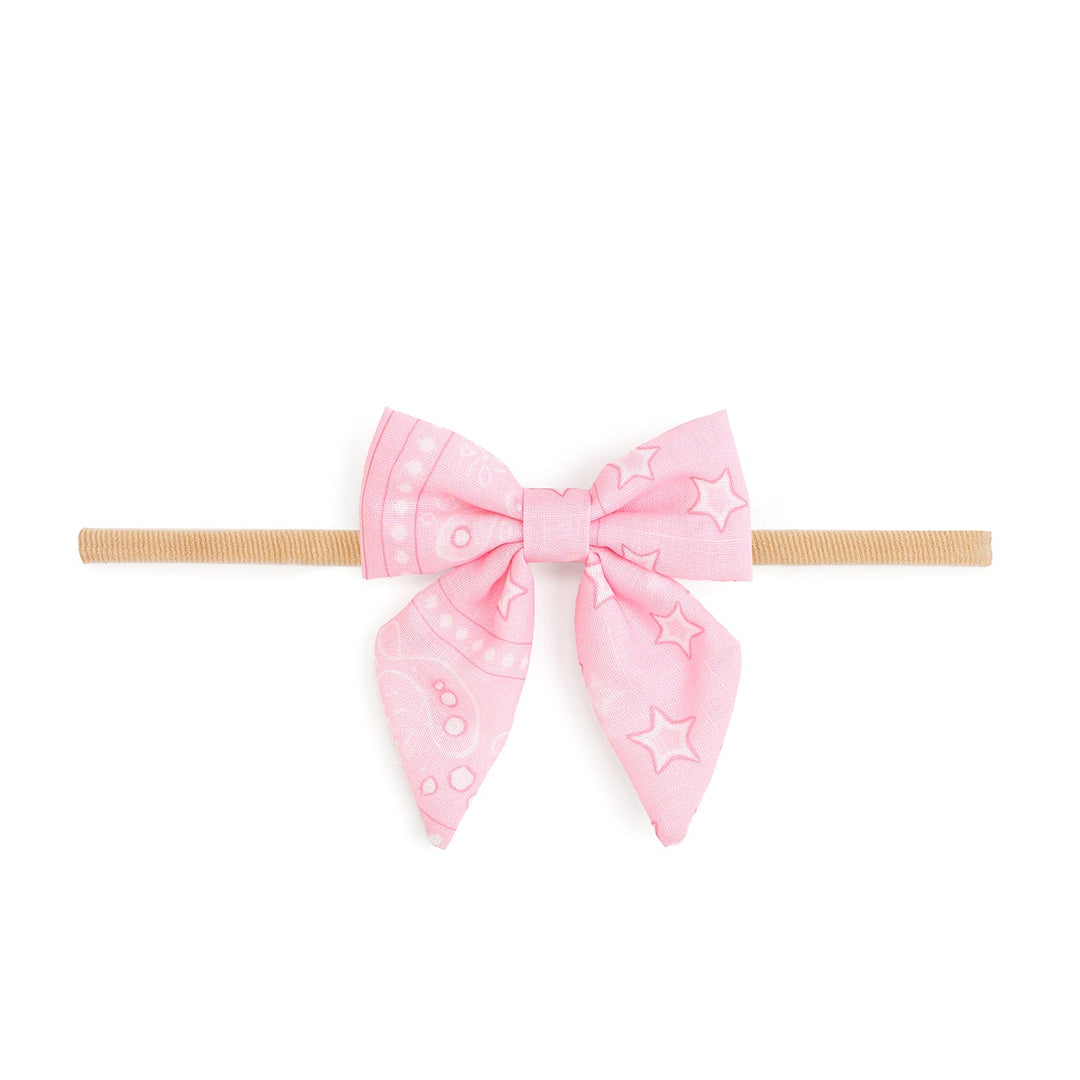 Pink Bandana Western Bow Baby Headband
