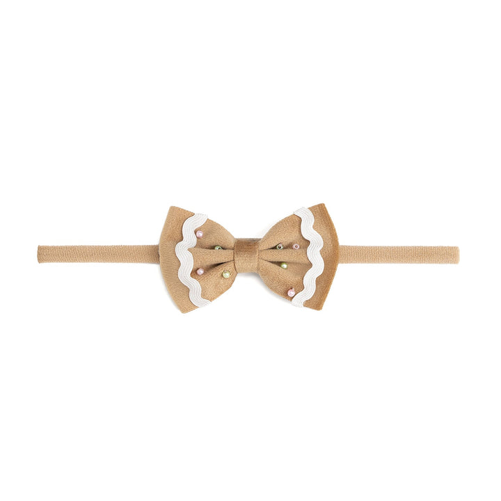 Gingerbread Christmas Velvet Bow Baby Headband