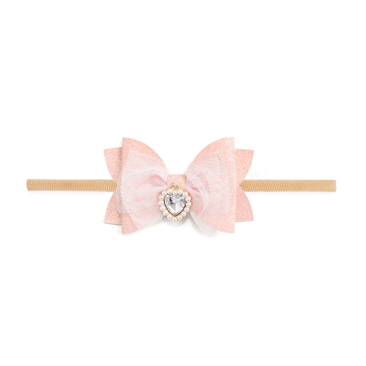 Heart Charm Glitter Bow Baby Headband