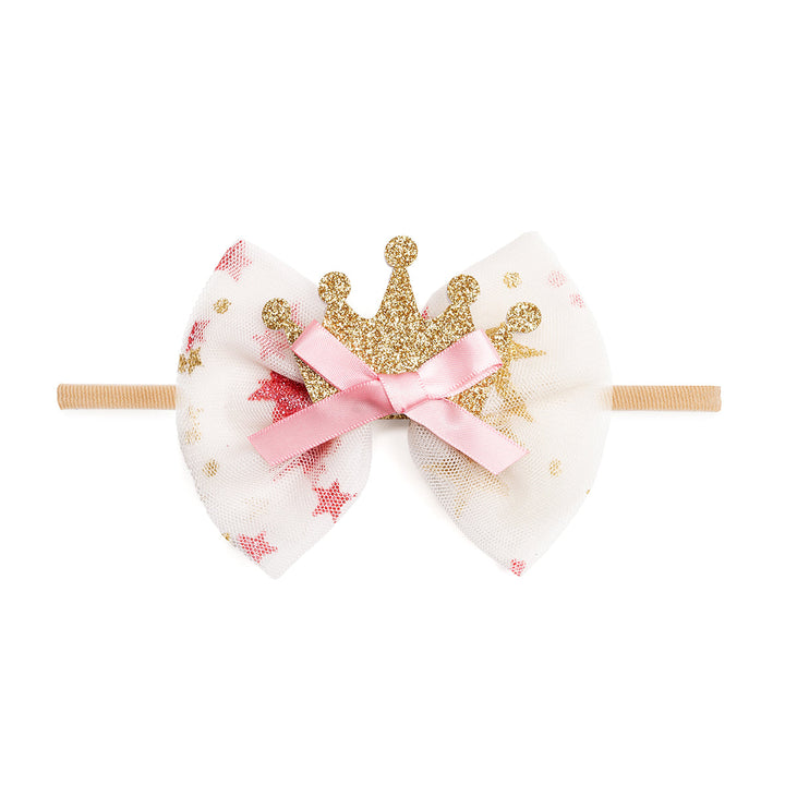 Princess Crown Tulle Bow Baby Headband