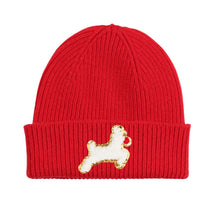 Load image into Gallery viewer, Reindeer Patch Christmas Beanie - Red
