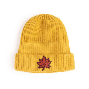 Fall Leaf Beanie - Mustard