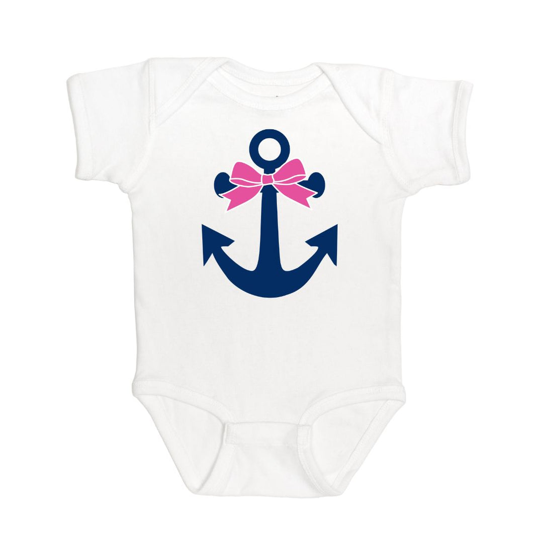 Anchor Short Sleeve Bodysuit - White