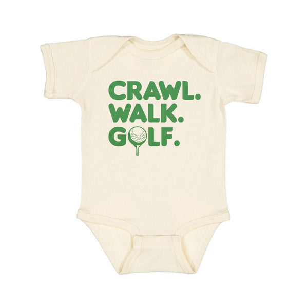 Crawl, Walk, Golf Short Sleeve Bodysuit - Natural