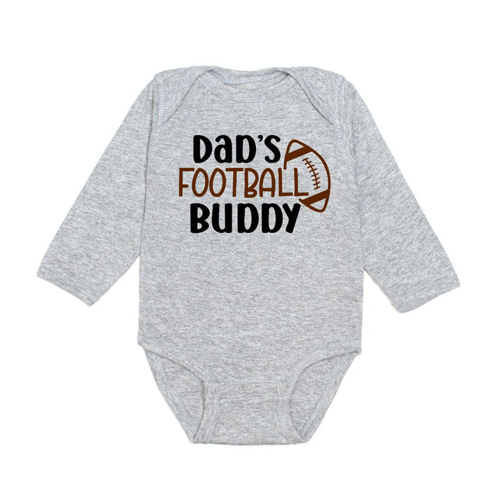 Dad's Football Buddy Long Sleeve Bodysuit - Gray