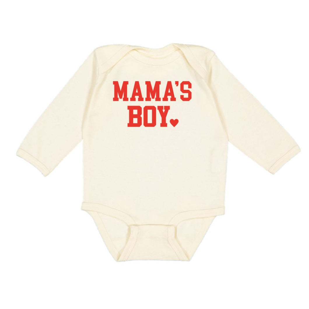 Mama's Boy Valentine's Day Long Sleeve Bodysuit - Natural