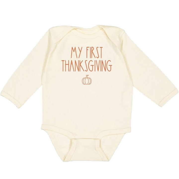 My First Thanksgiving Long Sleeve Bodysuit - Natural