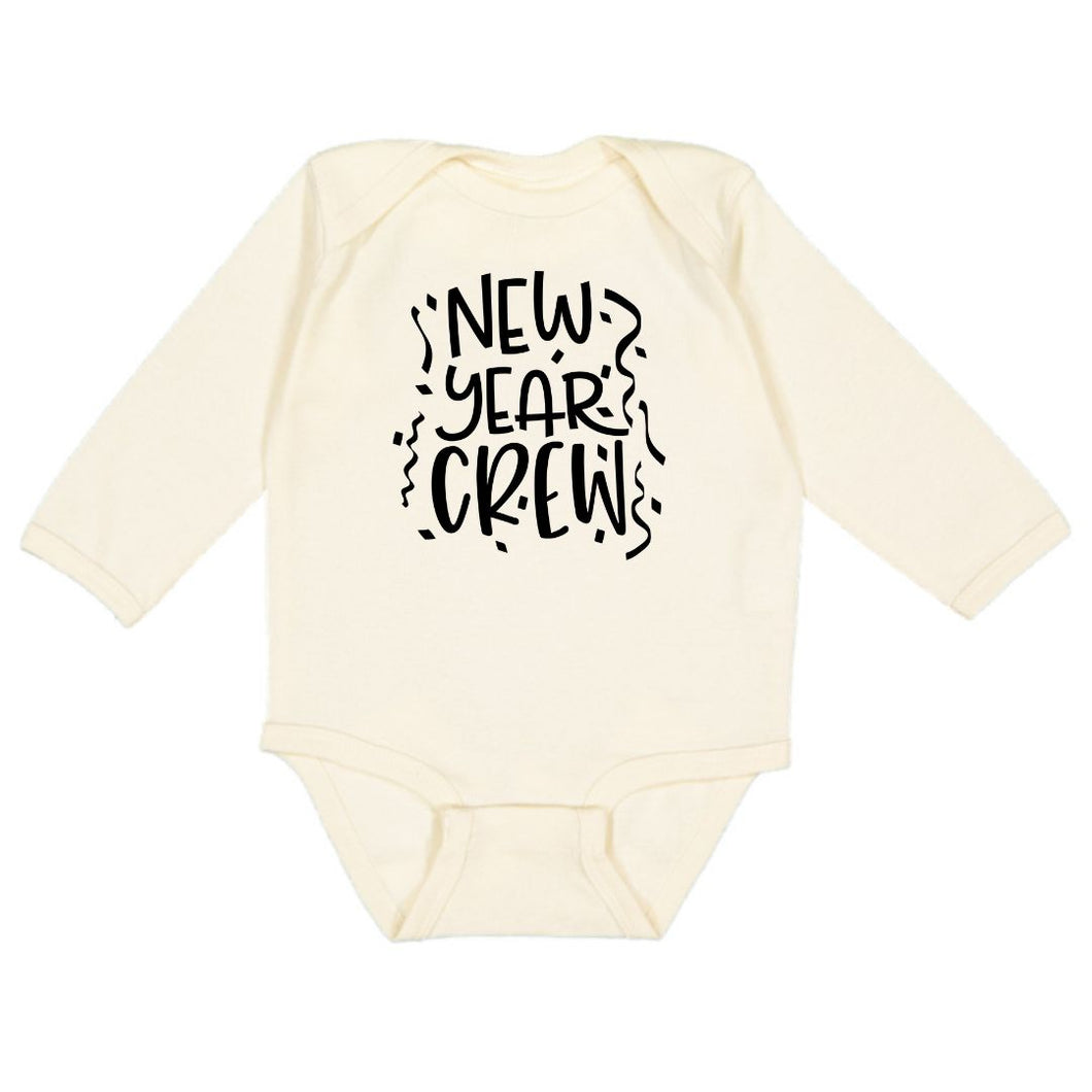New Year Crew Long Sleeve Bodysuit - Natural