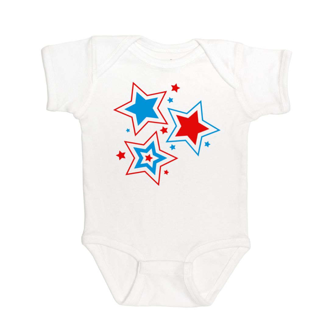 Patriotic Star Short Sleeve Bodysuit - White