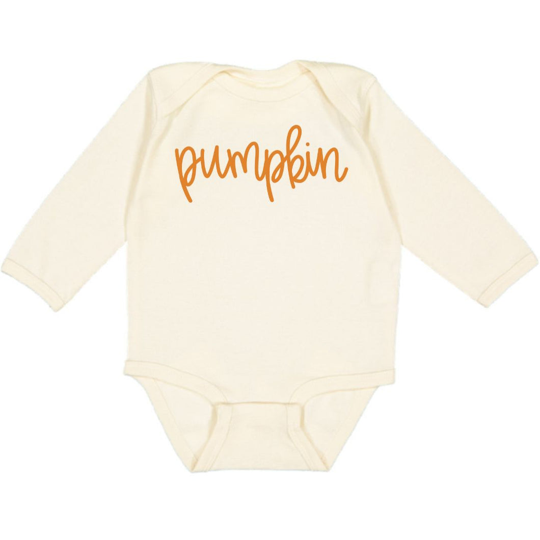 Pumpkin Long Sleeve Bodysuit - Natural