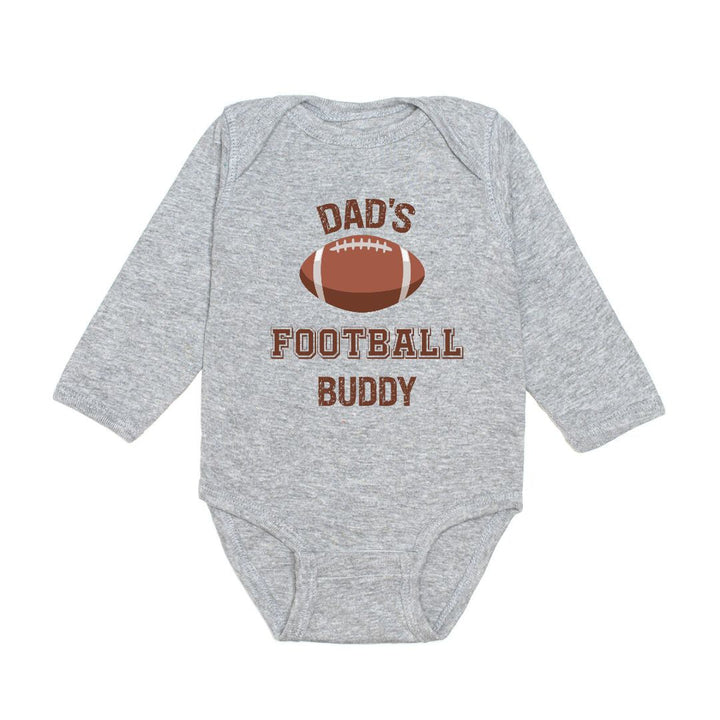 Dad's Football Buddy Long Sleeve Bodysuit - Gray