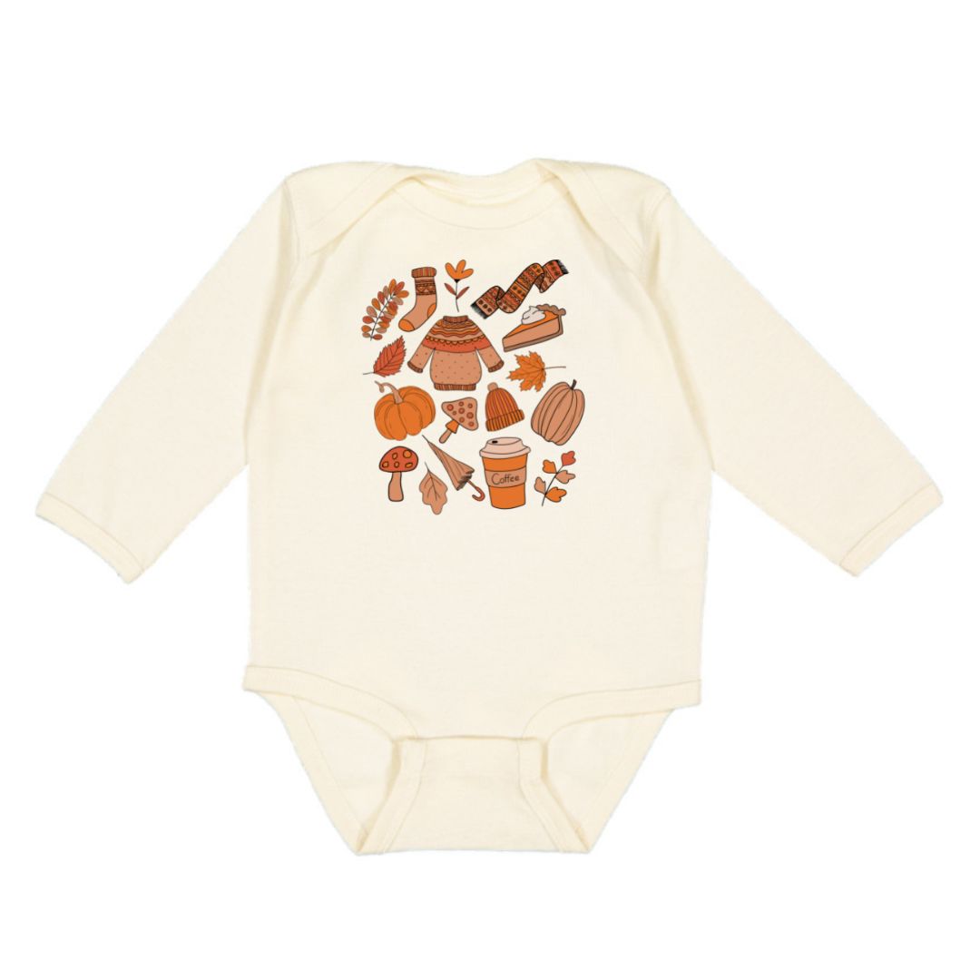 Fall Favorite Things Long Sleeve Bodysuit - Natural