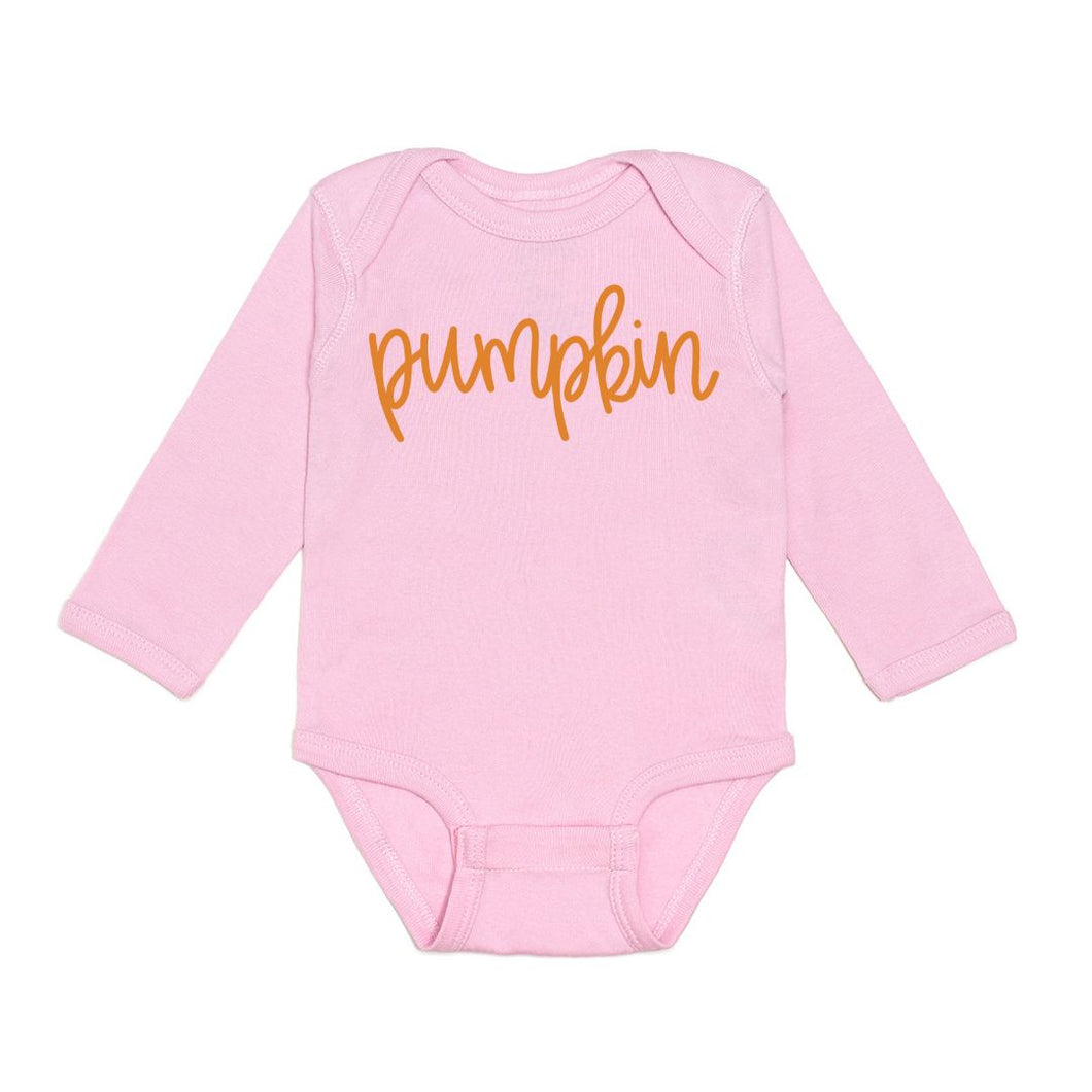 Pumpkin Long Sleeve Bodysuit - Pink