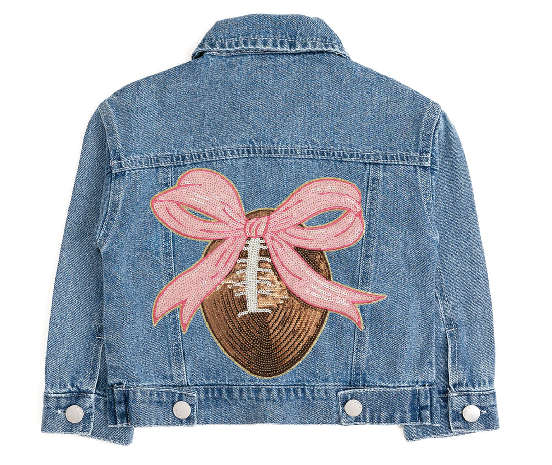Football Sequin Patch Denim Jacket