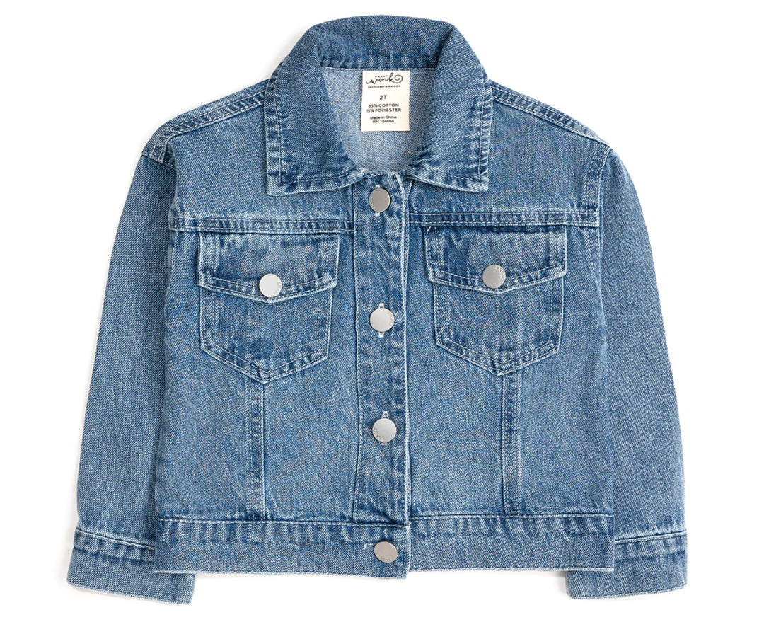 Blue Plaid Bow Patch Denim Jacket