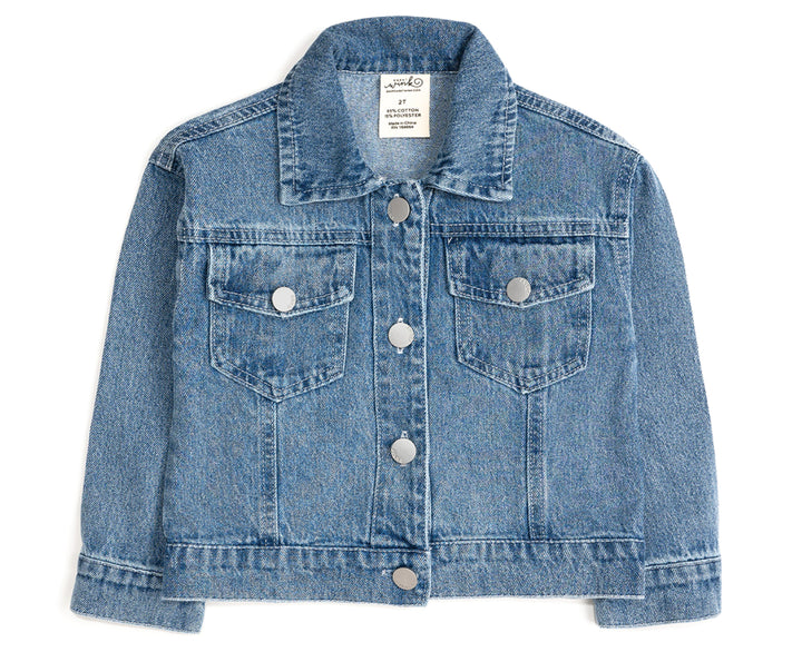 Blue Plaid Bow Patch Denim Jacket