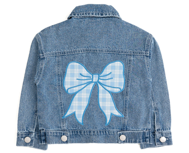 Blue Plaid Bow Patch Denim Jacket