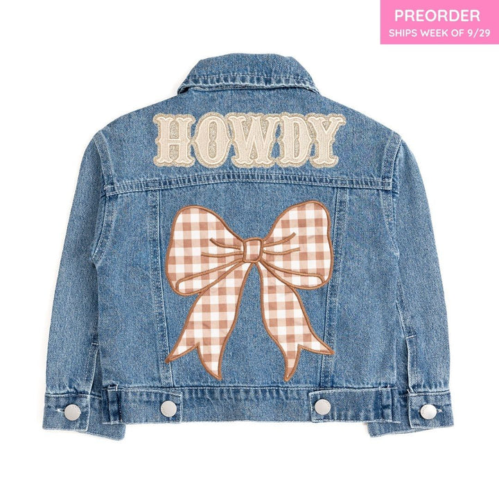 Howdy Gingham Bow Patch Denim Jacket