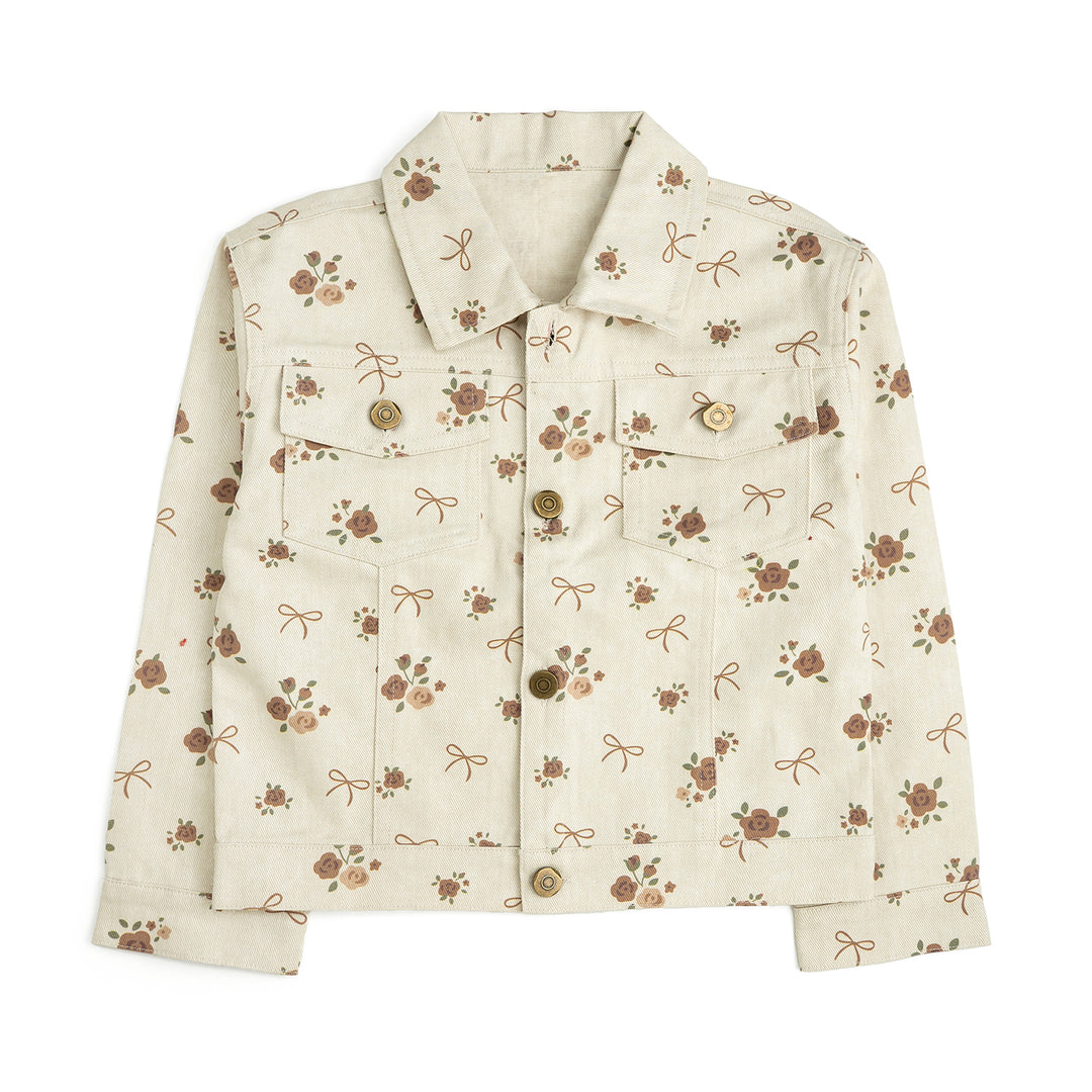 Mocha Floral Denim Jacket