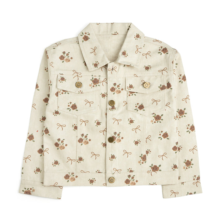 Mocha Floral Denim Jacket