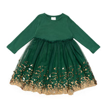 Load image into Gallery viewer, Emerald Sequin Christmas Long Sleeve Tutu Dress