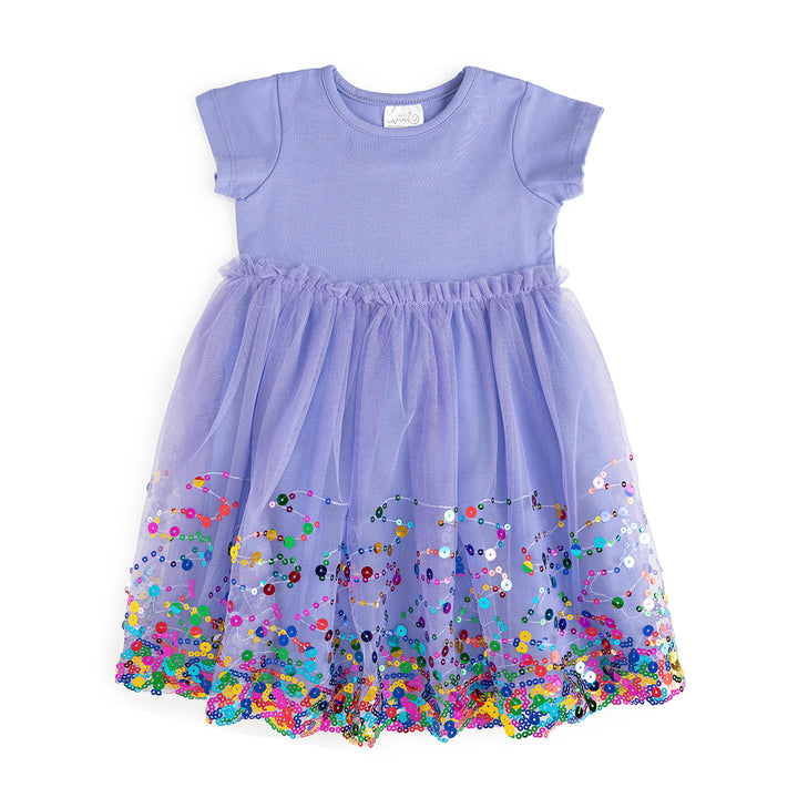 Lavender Confetti Short Sleeve Tutu Dress