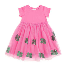 Load image into Gallery viewer, Pink Shamrock St. Patrick&#39;s Day Short Sleeve Tutu Dress