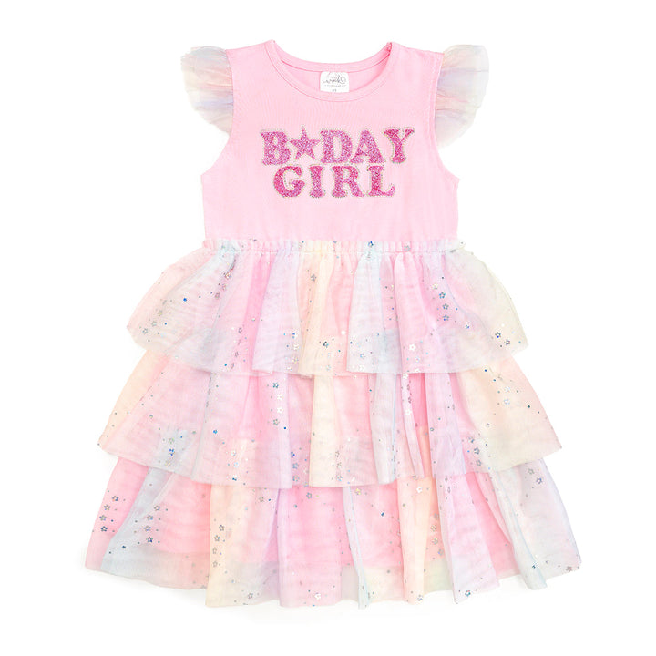 Birthday Girl Fairy Dust Short Sleeve Tutu Dress