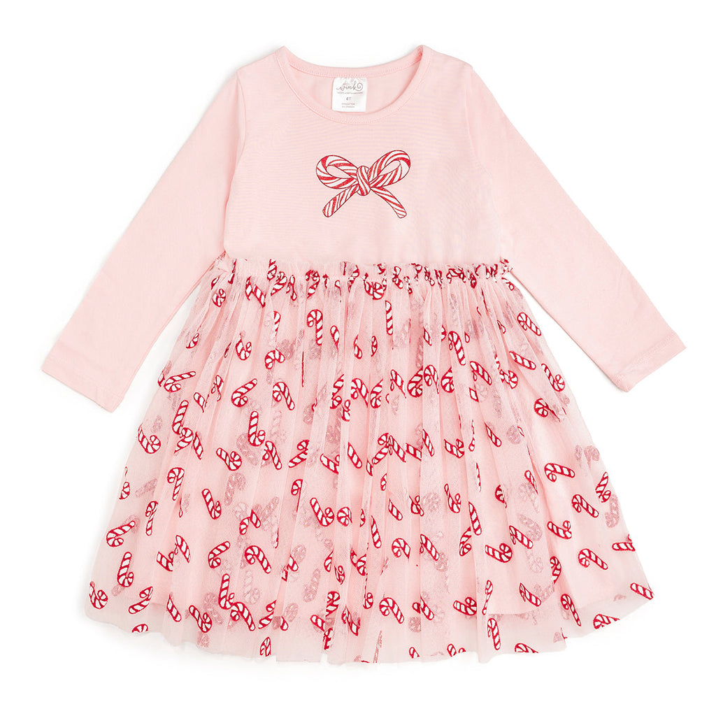white christmas dresses Sweet Wink Toddler Girls Candy Cane Confetti Christmas Long Sleeve Tutu Dress - Multicolor