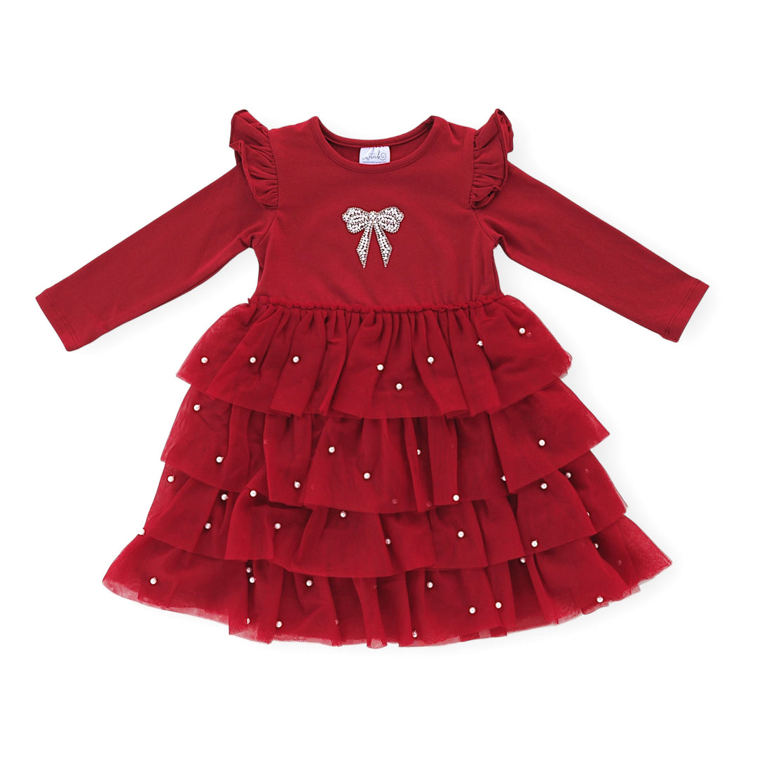 Sweet Wink Toddler Girls Christmas Pearl Long Sleeve Tutu Dress - Ruby Red - 4T Sweet Wink Toddler Girls Christmas Pearl Long Sleeve Tutu Dress - Ruby Red - 4T