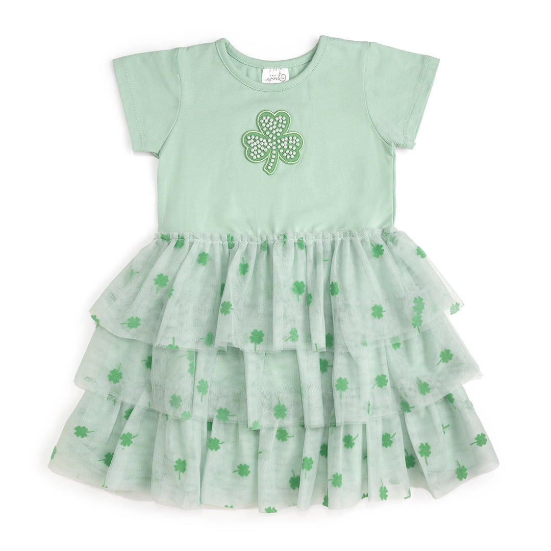 Sweet Wink Toddler Girls Flocked Shamrock St. Patrick's Day Tiered Short Sleeve Tutu Dress - Mint green Sweet Wink Toddler Girls Flocked Shamrock St. Patrick's Day Tiered Short Sleeve Tutu Dress - Mint green