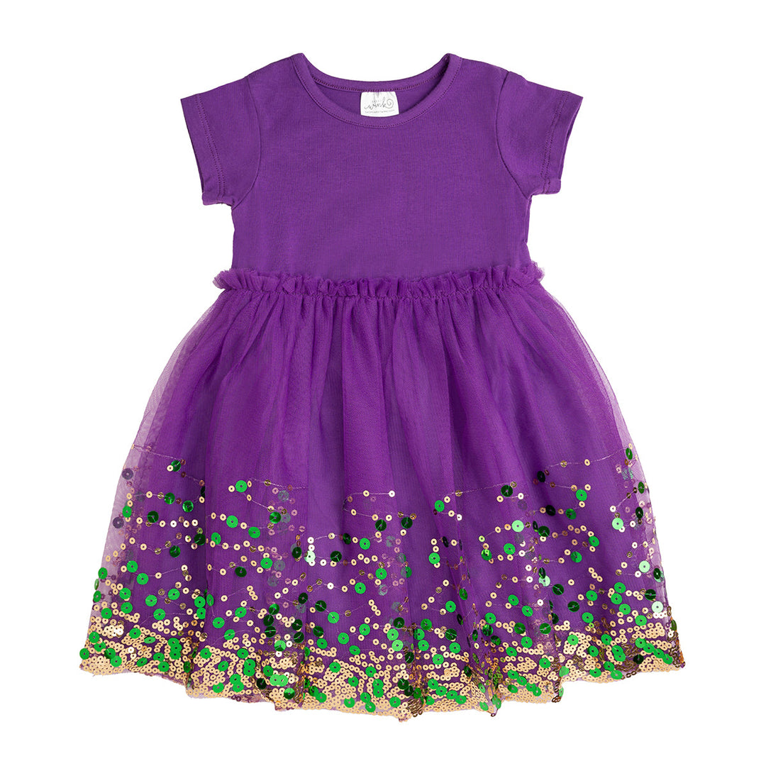 Sweet Wink Little Girls Mardi Gras Confetti Short Sleeve Tutu Dress - Purple Sweet Wink Little Girls Mardi Gras Confetti Short Sleeve Tutu Dress - Purple
