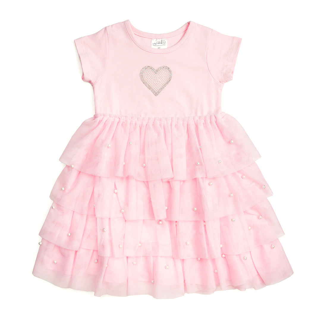 pink heart tulle dress Lace & Beads exclusive wrapped tulle mini dress in pink and red heart