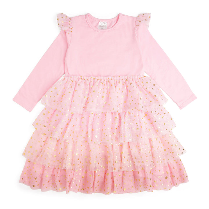 Pink Princess Tiered Long Sleeve Tutu Dress