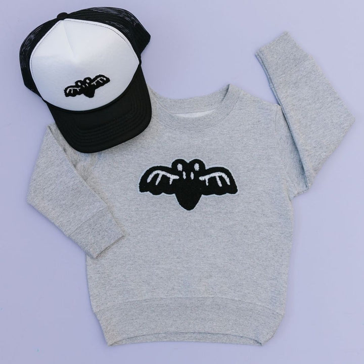 Bat Patch Halloween Sweatshirt - Gray