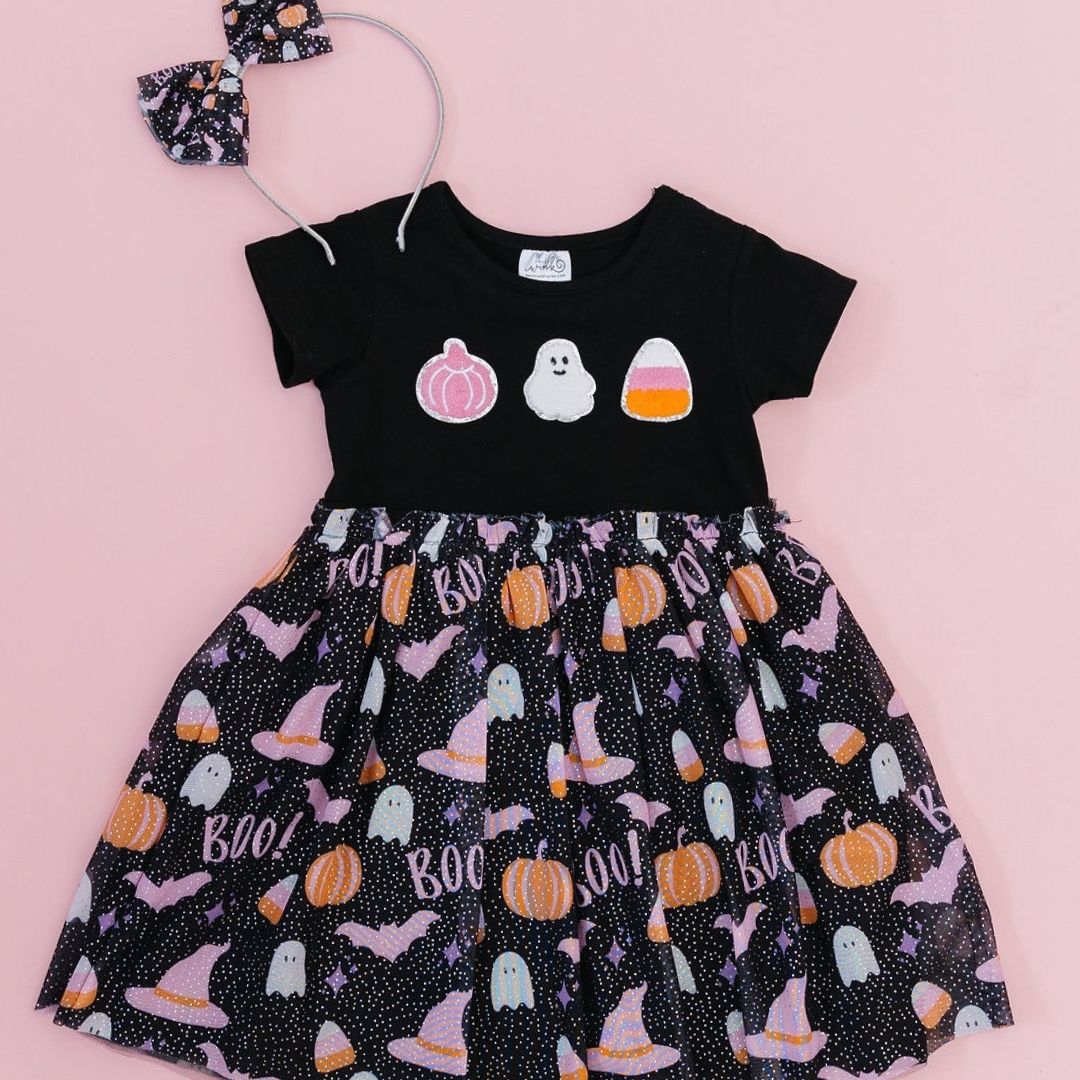 Boo Halloween Tulle Bow Headband