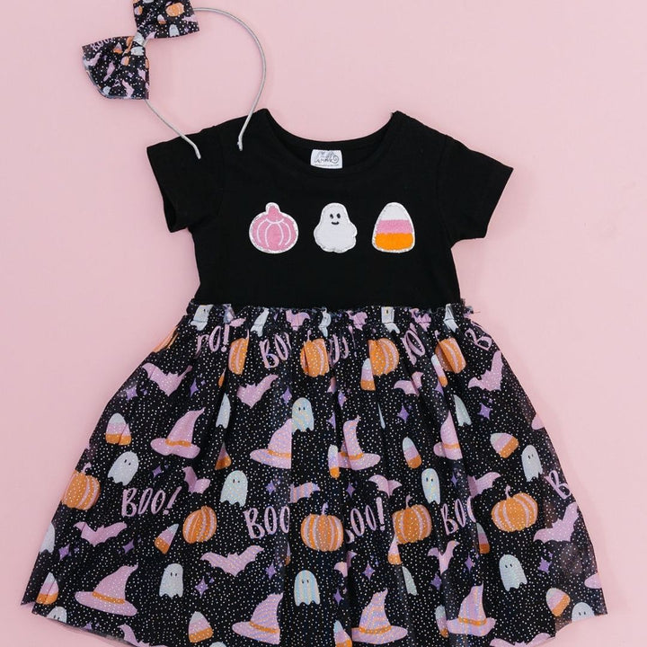 Boo Halloween Tulle Bow Headband
