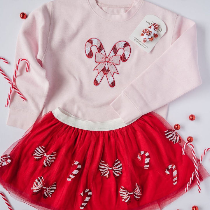 Candy Cane Patch Christmas Sweatshirt - Ballet