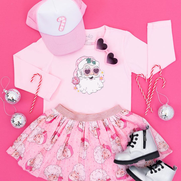 Candy Cane Patch Christmas Trucker Hat - Pink/White
