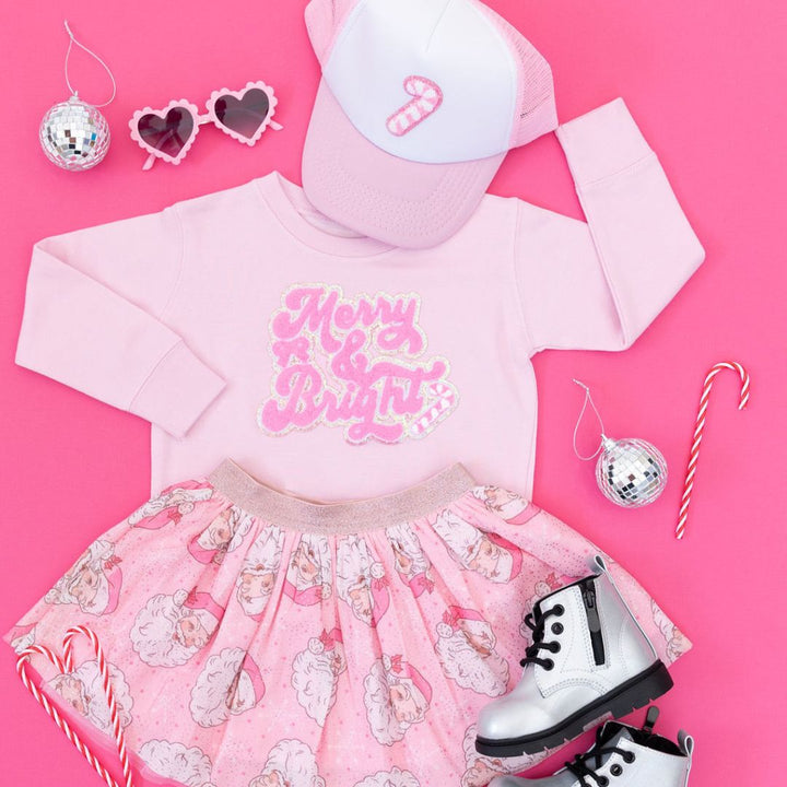 Candy Cane Patch Christmas Trucker Hat - Pink/White