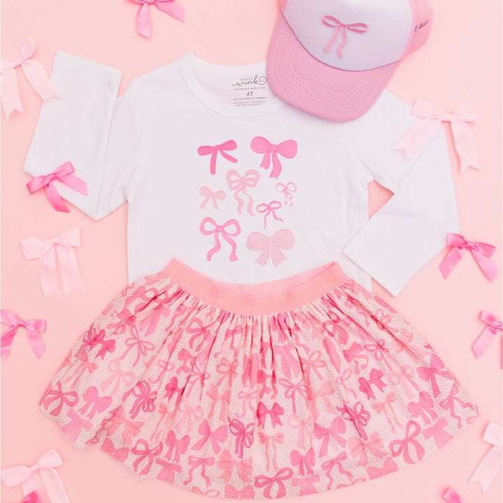 Coquette Bow Patch Trucker Hat - Pink/White