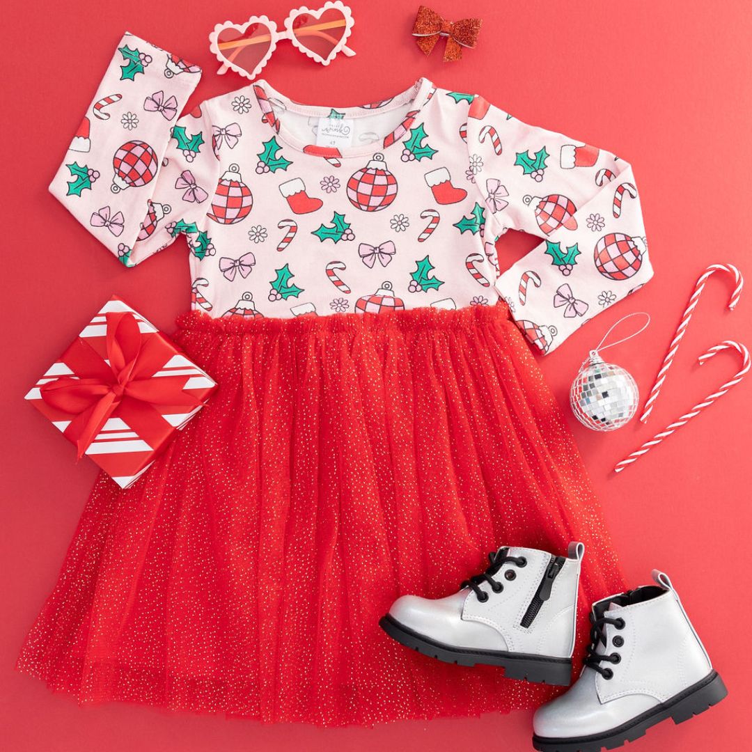 chinese dress ladies Sweet Wink Toddler Girls Disco Christmas Long Sleeve Tutu Dress