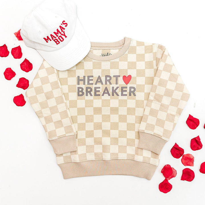 Heartbreaker Checkered Valentine's Day Sweatshirt - Natural