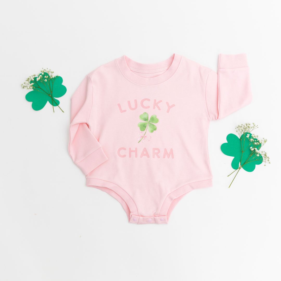 Lucky Charm St. Patrick's Day Long Sleeve Romper - Ballet