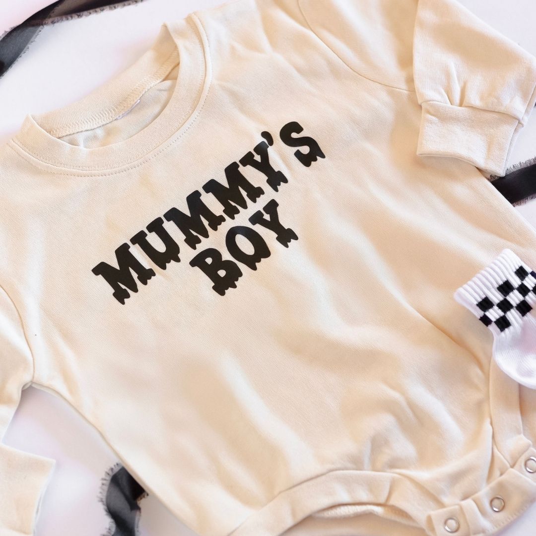 Mummy's Boy Halloween Long Sleeve Romper - Natural