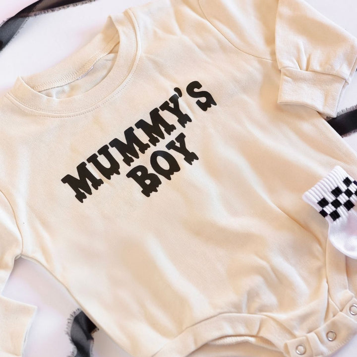Mummy's Boy Halloween Long Sleeve Romper - Natural