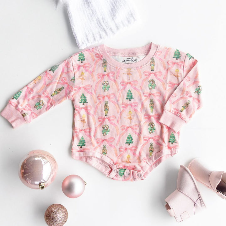 Nutcracker Trellis Christmas Long Sleeve Romper - Ballet